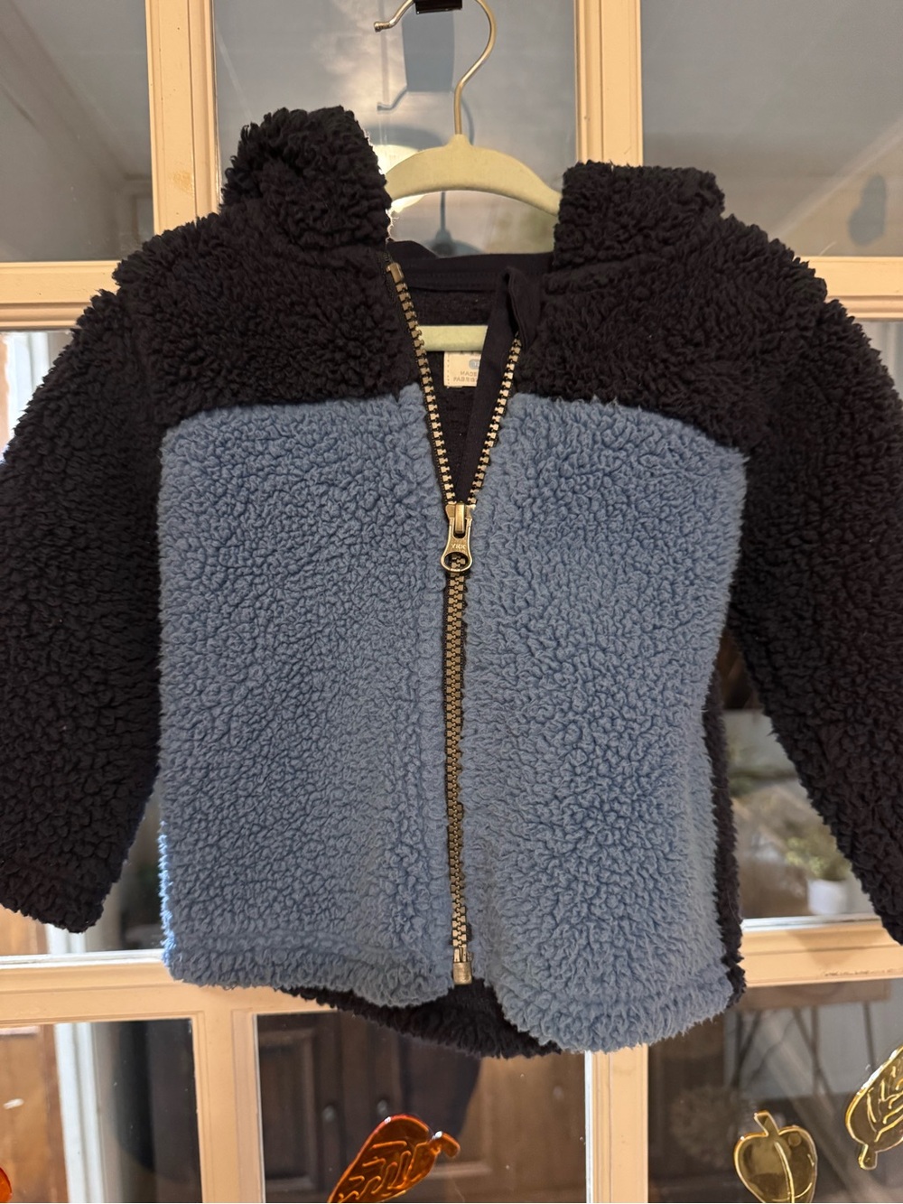 The Children's Place Blue and Black Sherpa Zip-Up Jacket